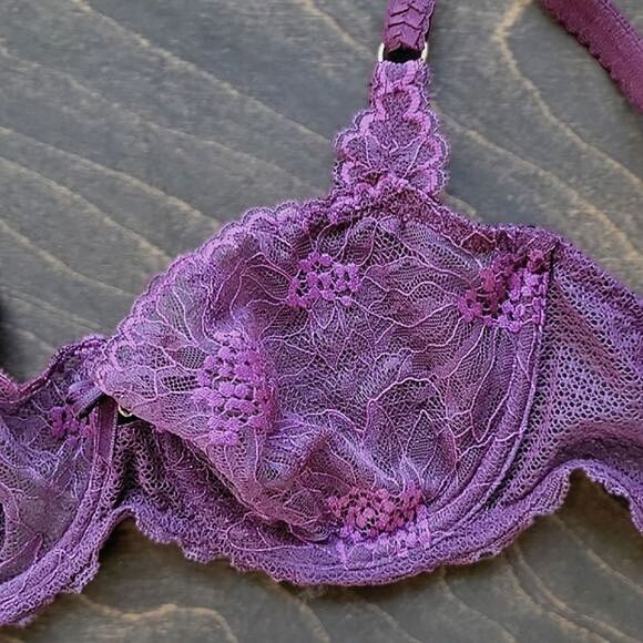 Chantelle Opéra fig/blackberry Stretch Lace Demi Bra 38B - Picture 11 of 16